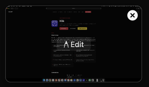 The quick access overlay in the corner of the screen, showing the Edit action on hover